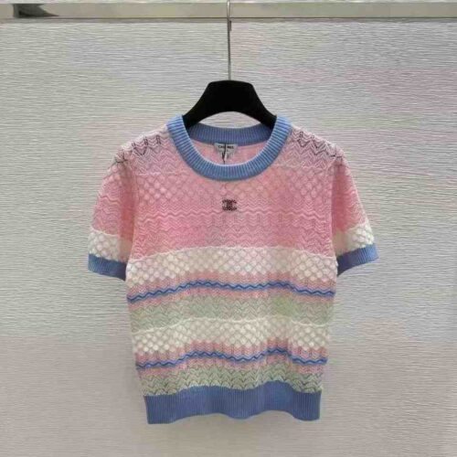 Chanel Top Knit Multicolored Short-sleeved