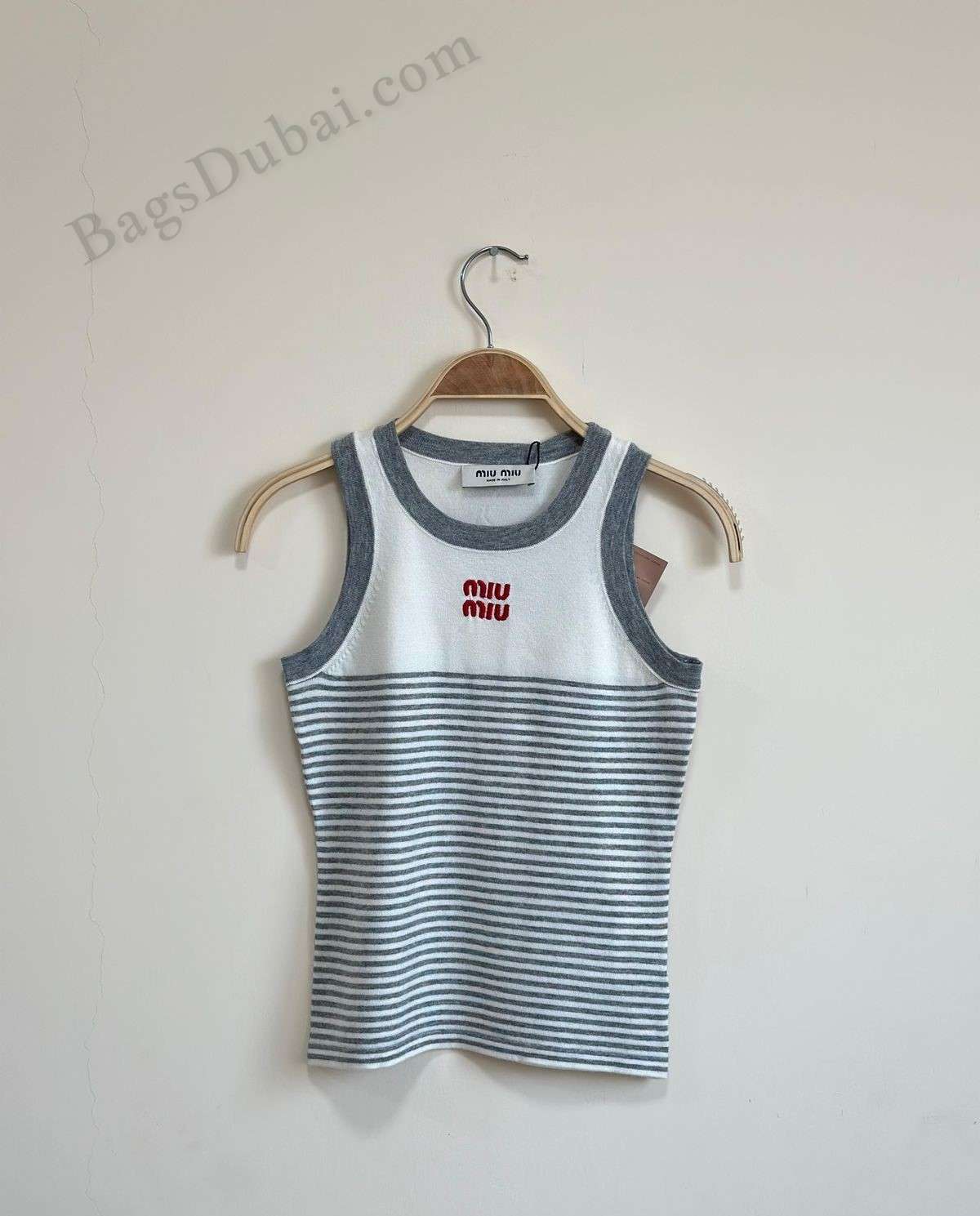 Miu Miu T-Shirt Cotton Knit Striped White
