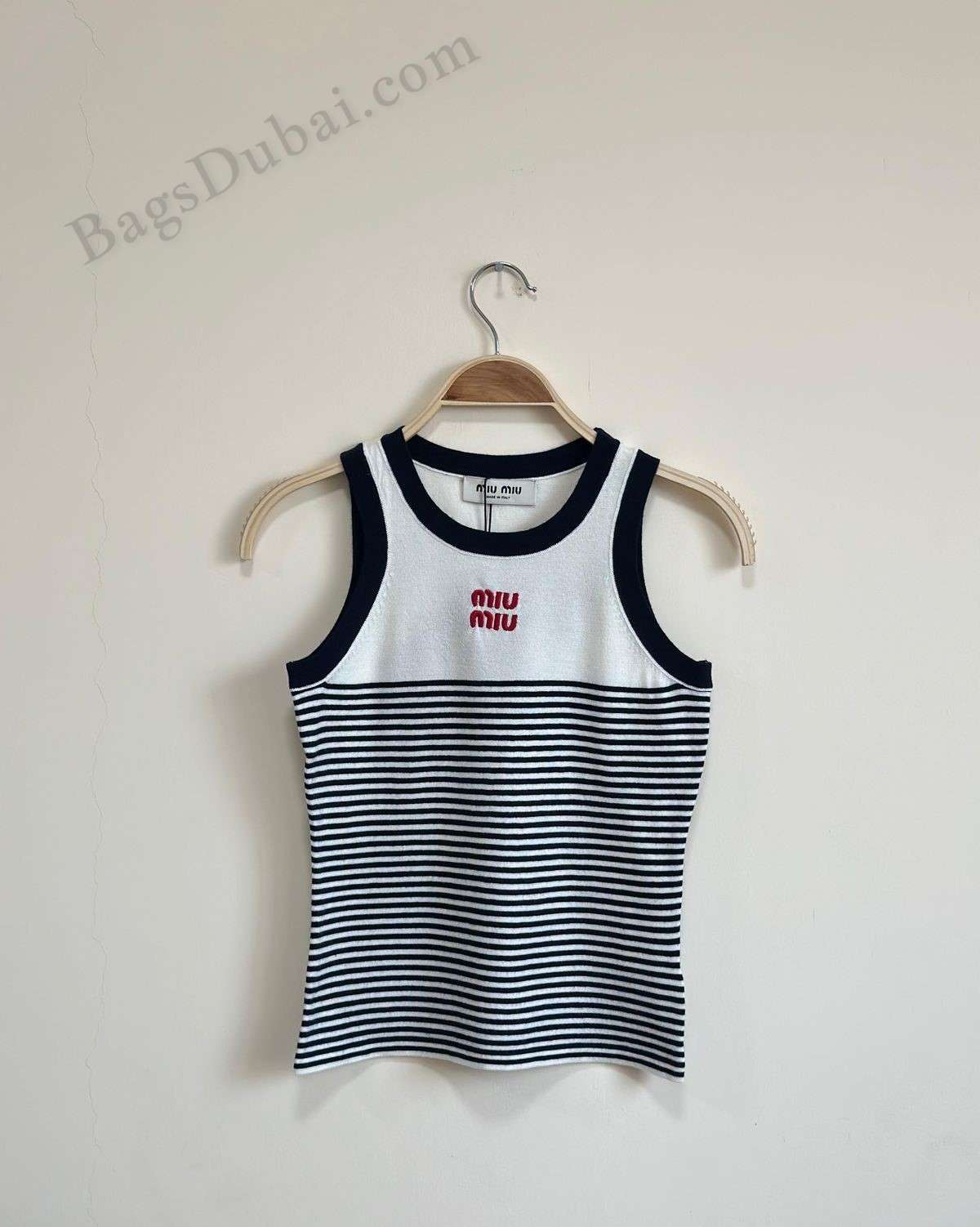 Miu Miu T-Shirt Cotton Knit Striped White