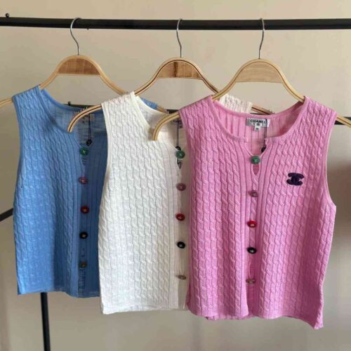 Chanel Vest Top Cable-Knit CC