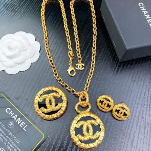 CHANEL Necklace CC Gold Medallion Pendant