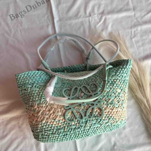 Loewe Basket Bag Small Anagram Iraca Palm Green