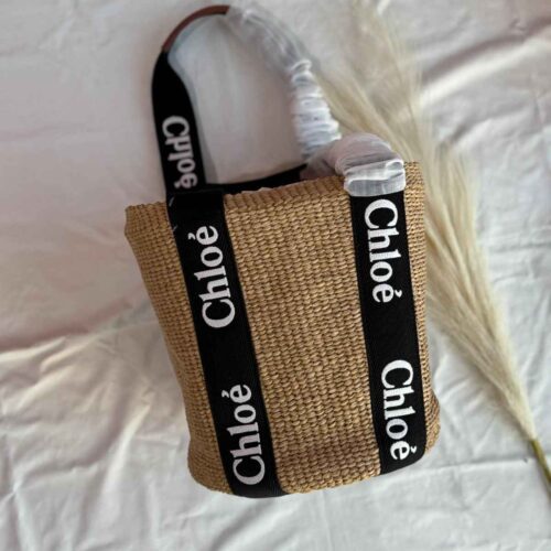 CHLOE Tote Bag Basket Woody Raffia Natural
