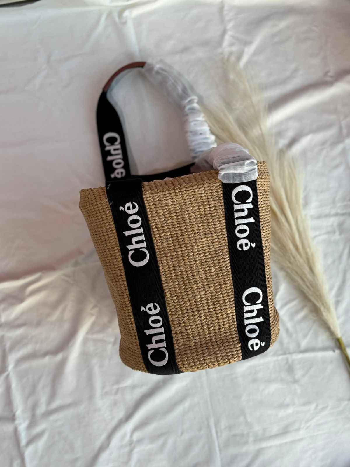 CHLOE Tote Bag Basket Woody Raffia Natural