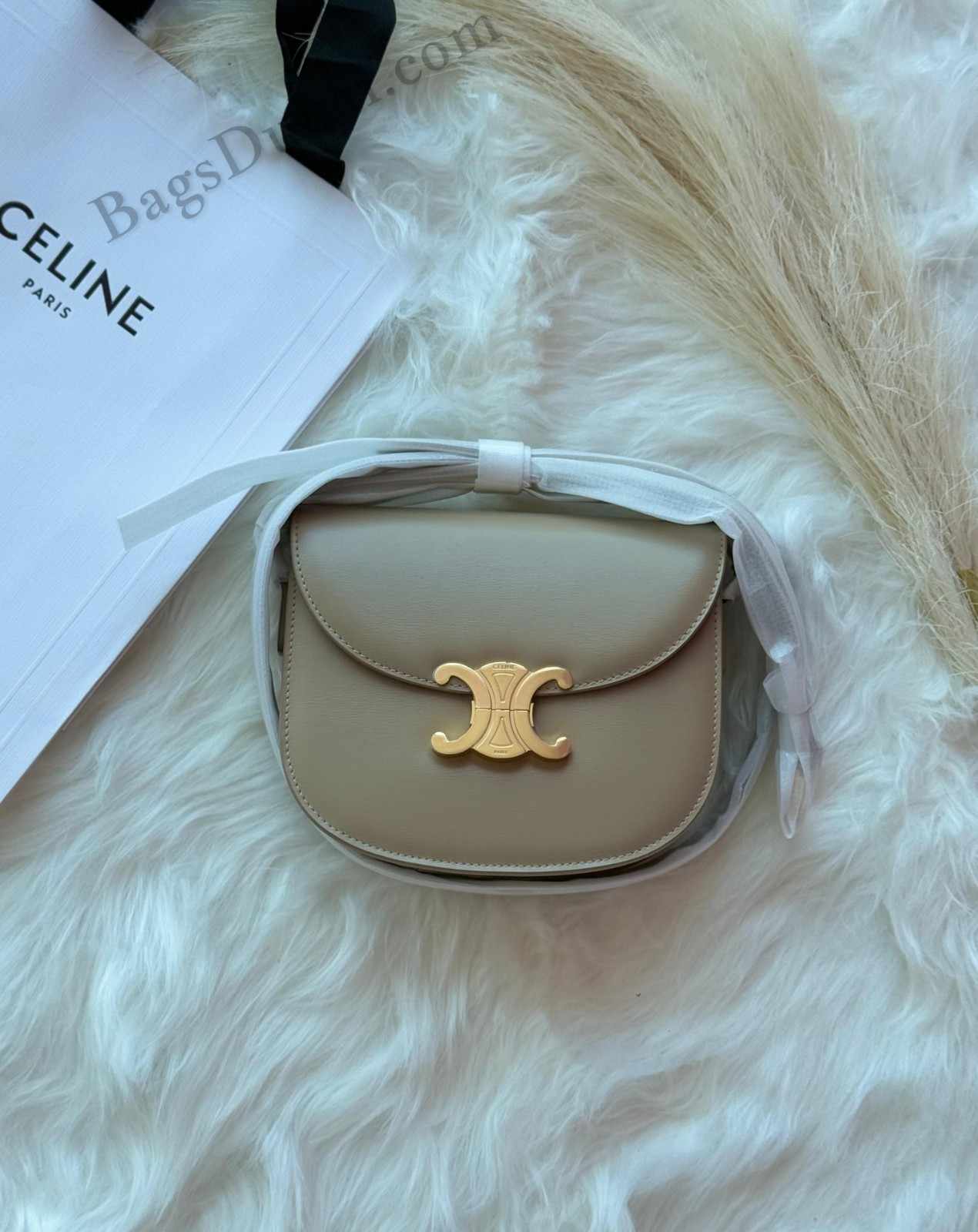 Celine Small Besace Bag Shiny Calfskin Beige