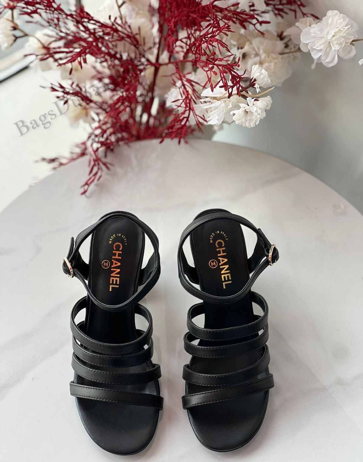 Chanel Slingback Heels Strappy Black