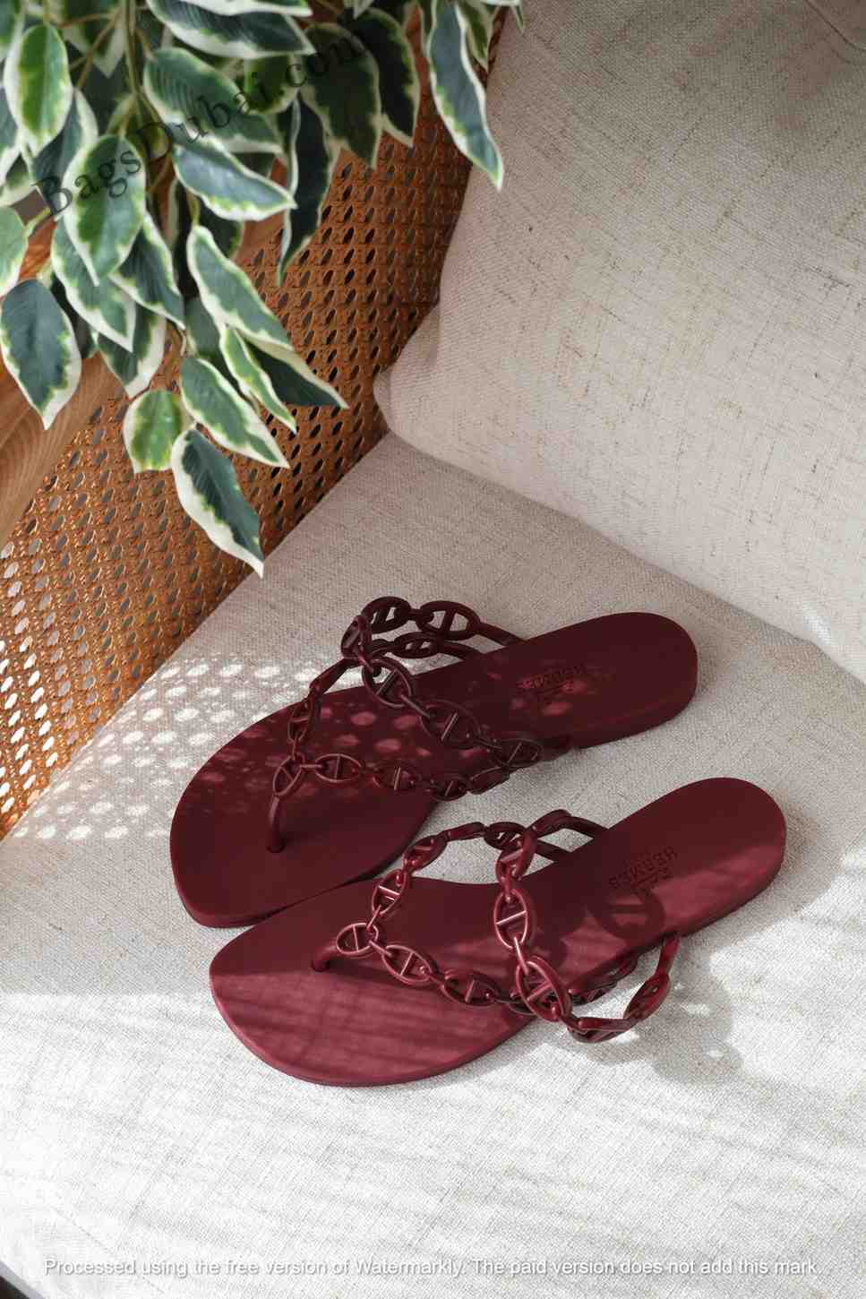 Hermes Island Sandals Chaine D'Ancre Red