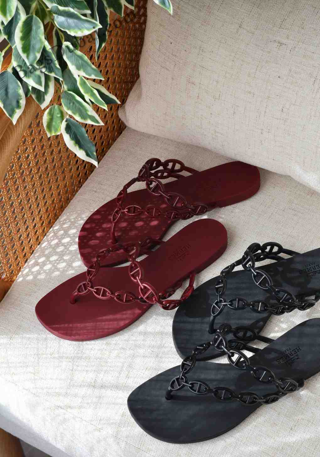 Hermes Island Sandals Chaine D'Ancre Red