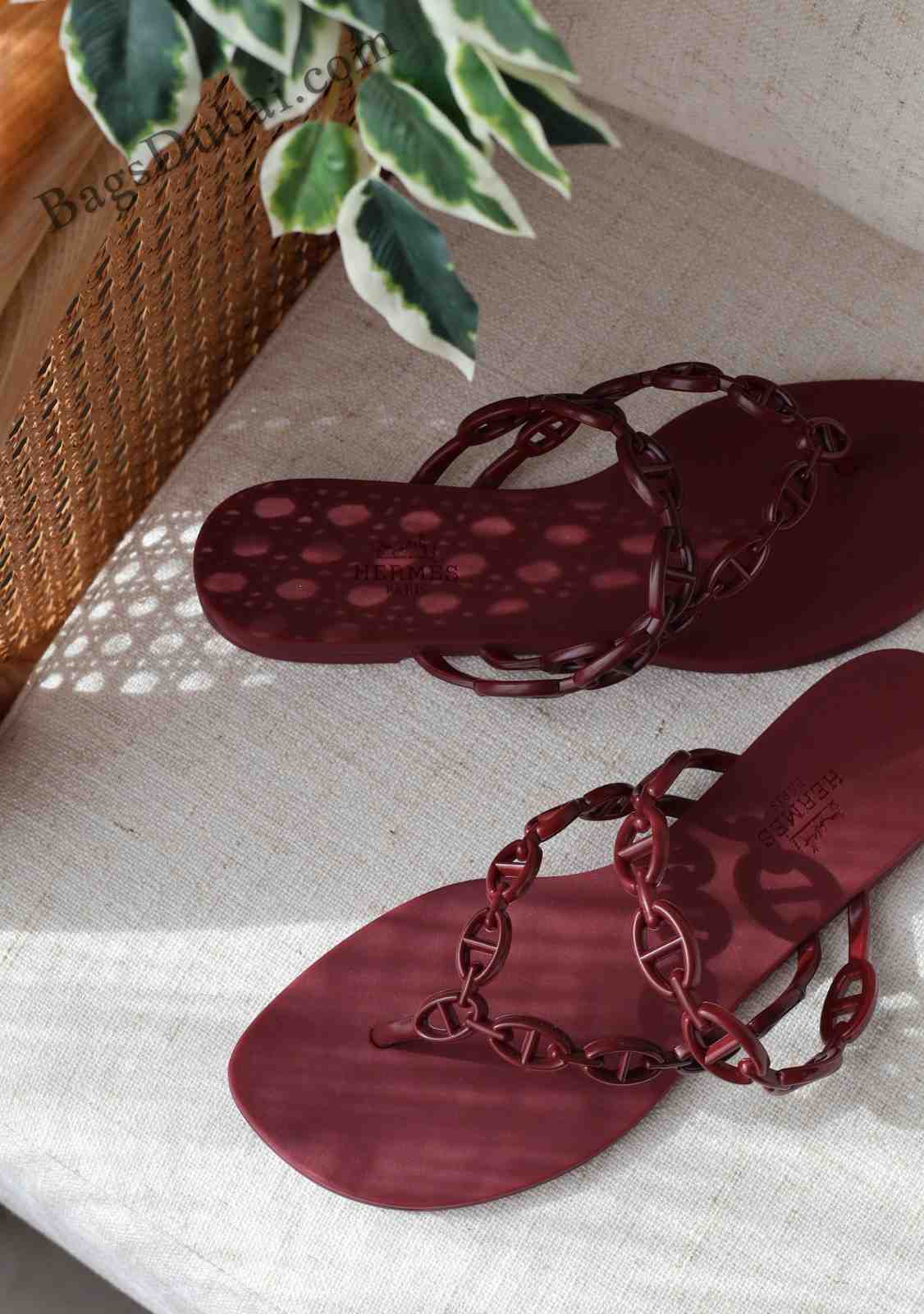 Hermes Island Sandals Chaine D'Ancre Red