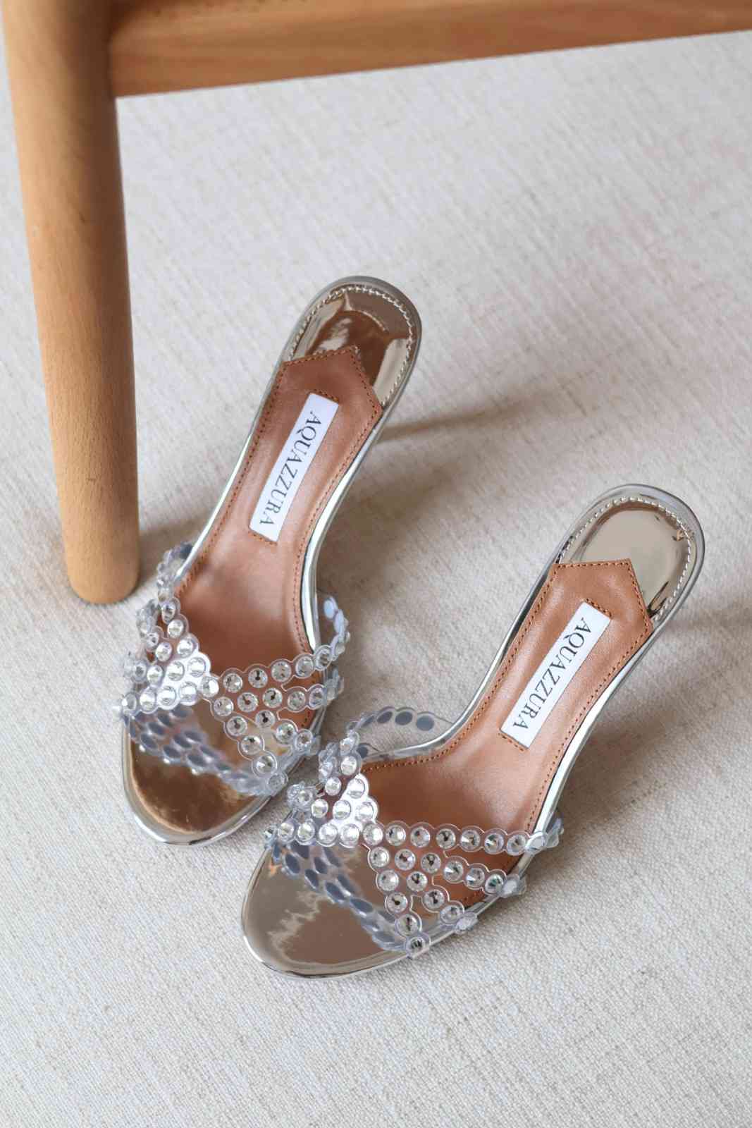 Aquazzura Heels Tequila 75 Sandals Silver