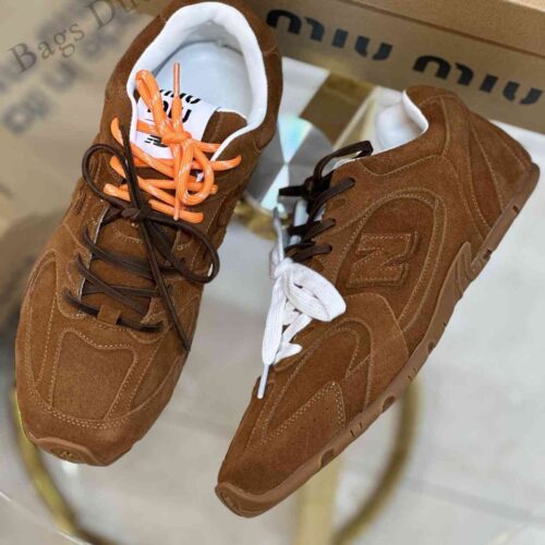 Miu Miu New Balance 530 SL Leather Sneakers Brown