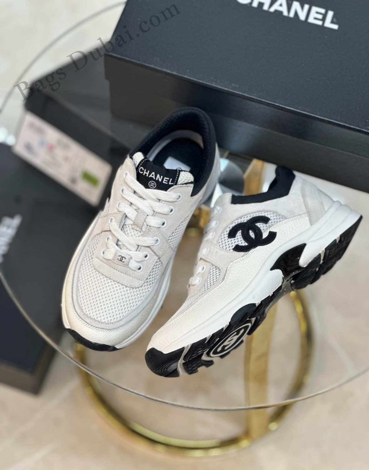 Chanel Sneakers Women Mesh and Suede CC Logo White