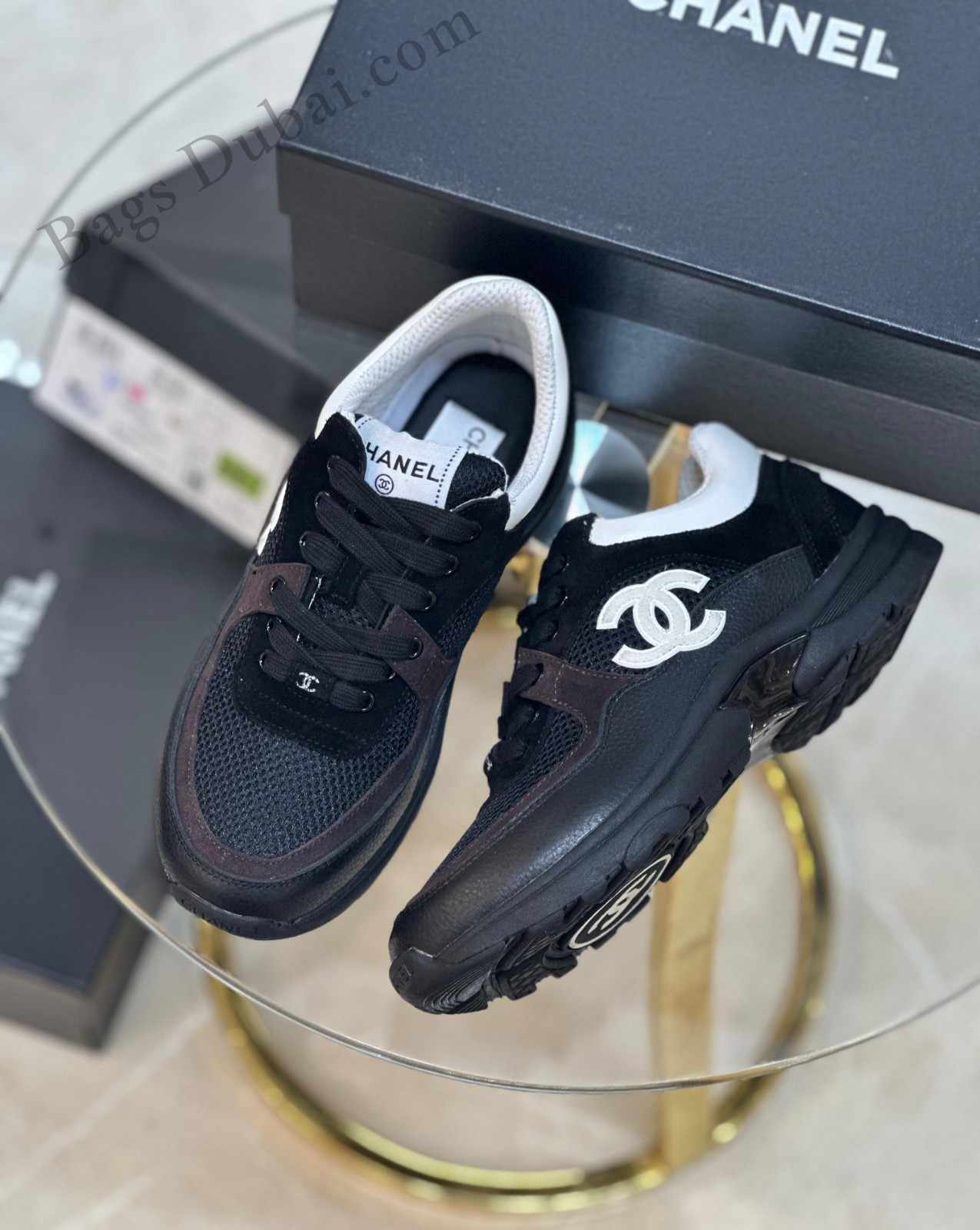 Chanel Sneakers Women Mesh and Suede CC Logo Black