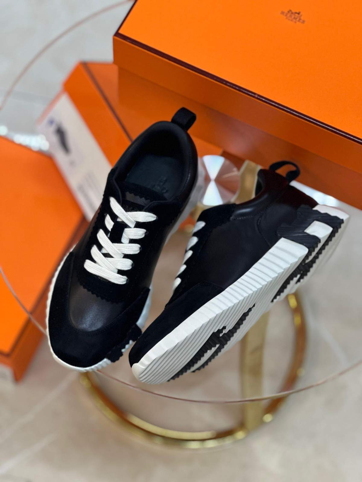 Hermes Sneakers Bouncing Suede Goatskin Black
