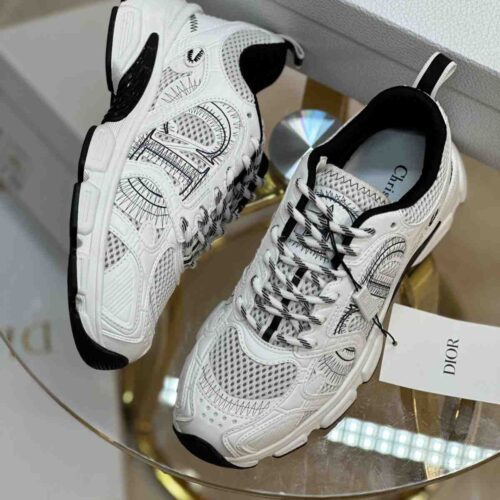 Dior Sneakers Women Chrono Mesh Leather-Effect White