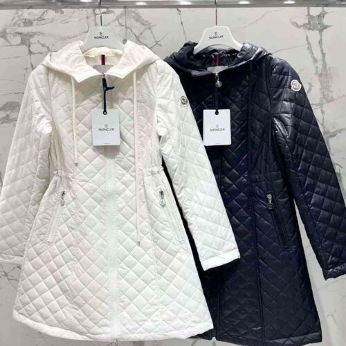 Moncler Jacket Women Bagnac Long Down White & Black