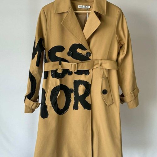 Dior Coat Trench Cotton Graffiti Motif Beige