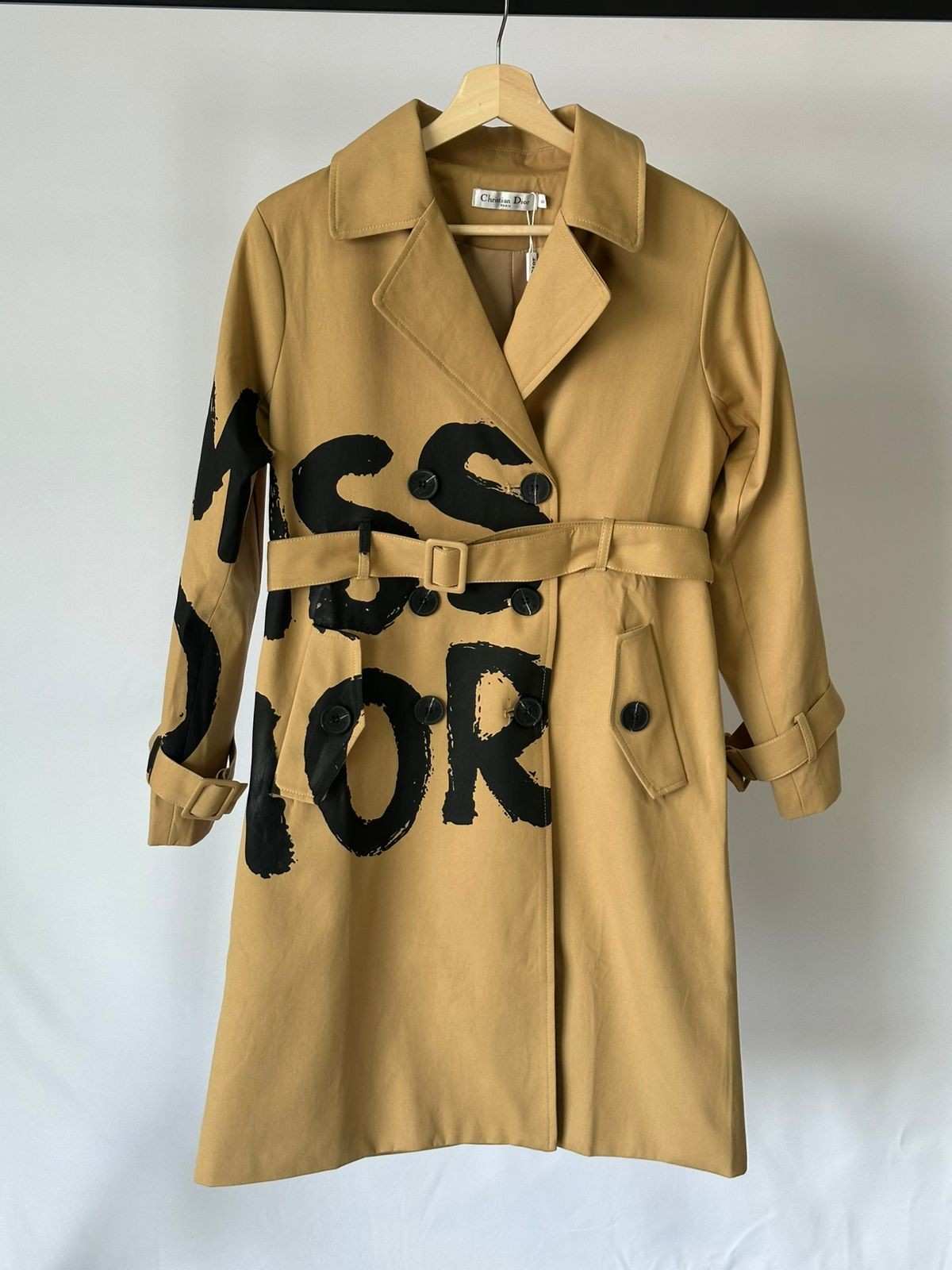 Dior Coat Trench Cotton Graffiti Motif Beige
