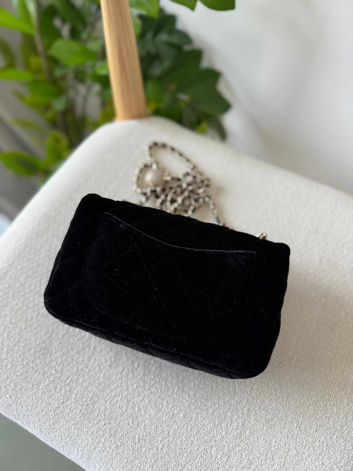 Chanel Velvet Flap Bag Mini Rectangular Black