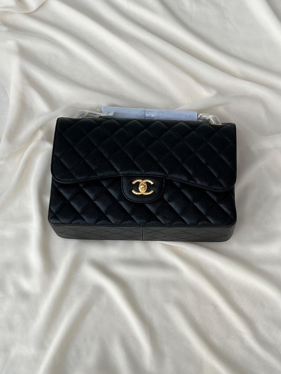 Chanel Double Flap Bag Jumbo Caviar Quilted Black