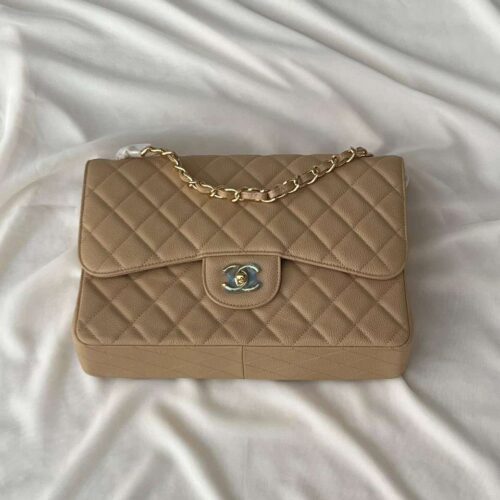 Chanel Double Flap Bag Jumbo Caviar Quilted Brown