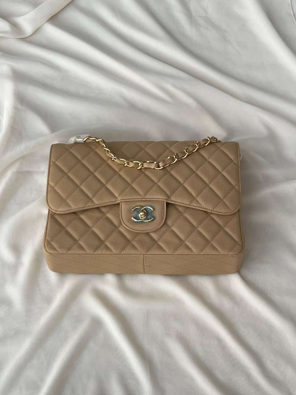 Chanel Double Flap Bag Jumbo Caviar Quilted Brown