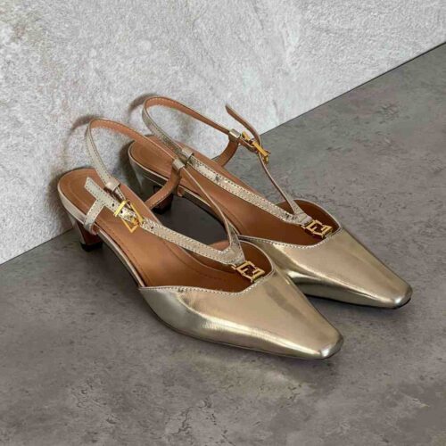 Fendi Sandals FFold Slingbacks Low-heeled Golden
