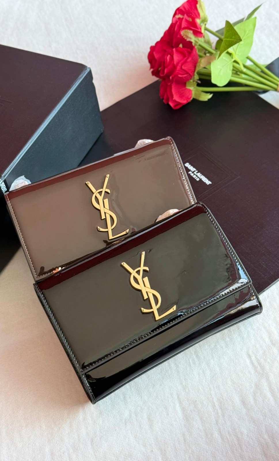 Saint Laurent Kate Bag Small Patent Leather Dark