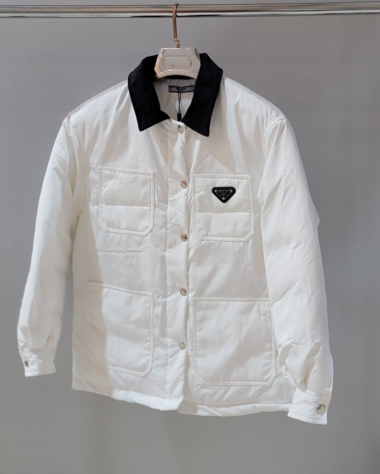 Prada Jacket Womens Logo Plaque Polyamide White