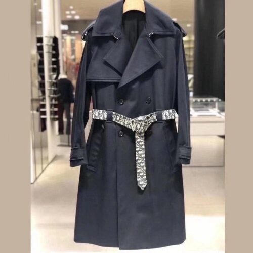 Dior Coat Trench Double Breasted Belted Navy Blue