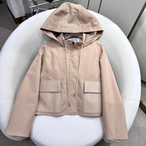 Loewe Hooded Jacket Cotton-blend Gabardine Pink