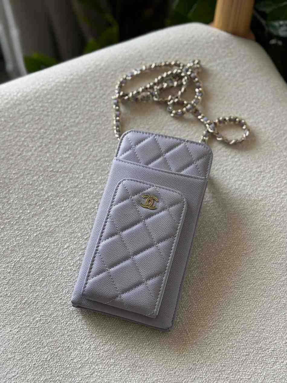 Chanel Phone Case Wallet Grey