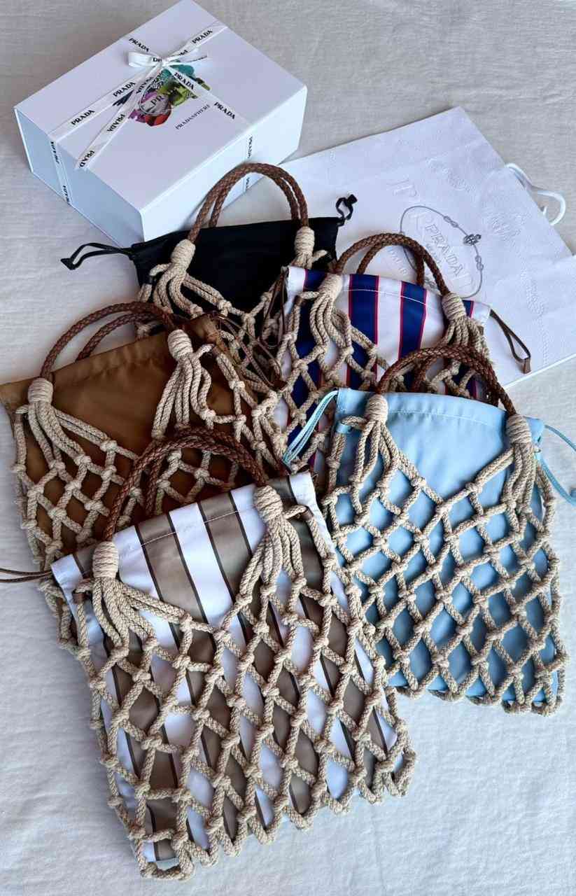 Prada Tote Bag Macrame Cotton Cord