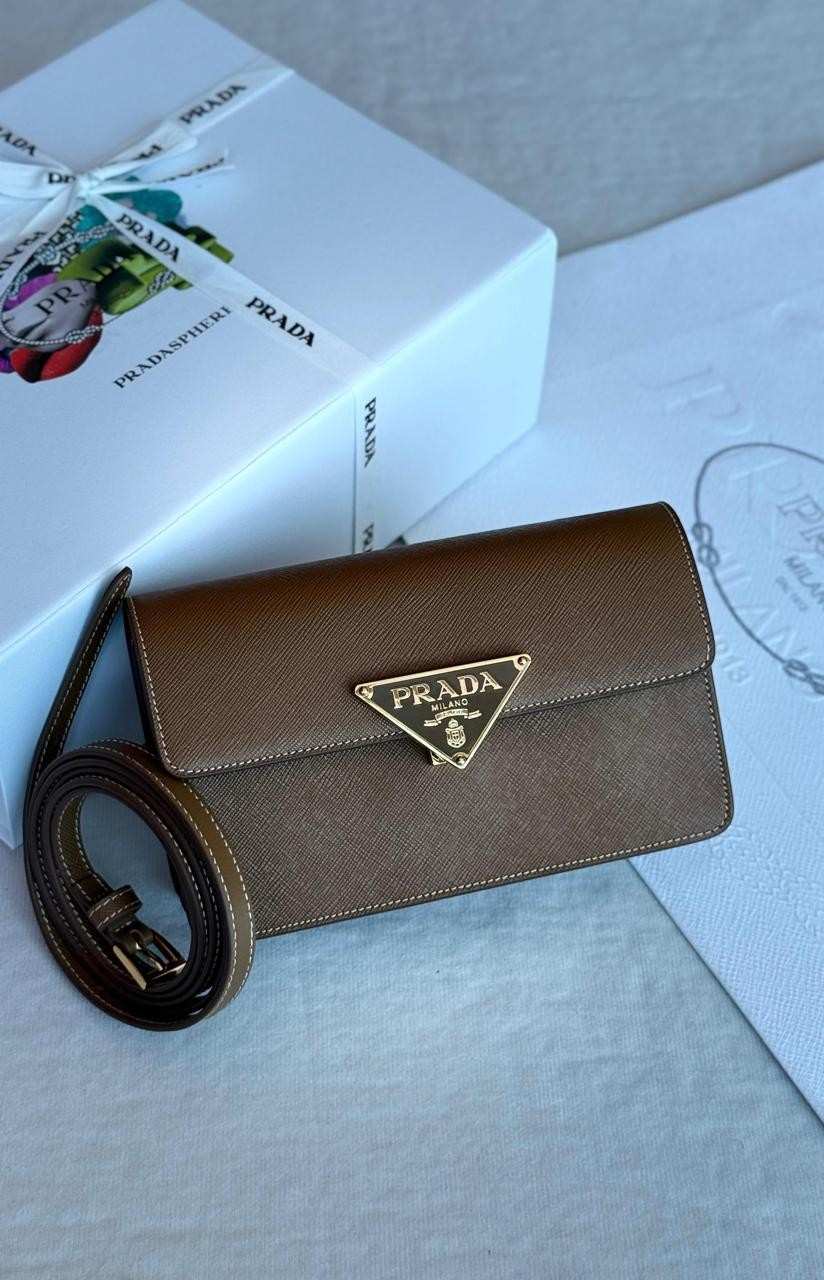 Prada Saffiano Leather Mini Bag Brown