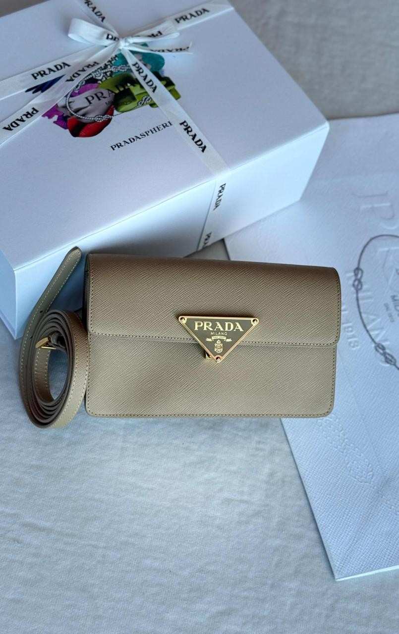 Prada Saffiano Leather Mini Bag Beige