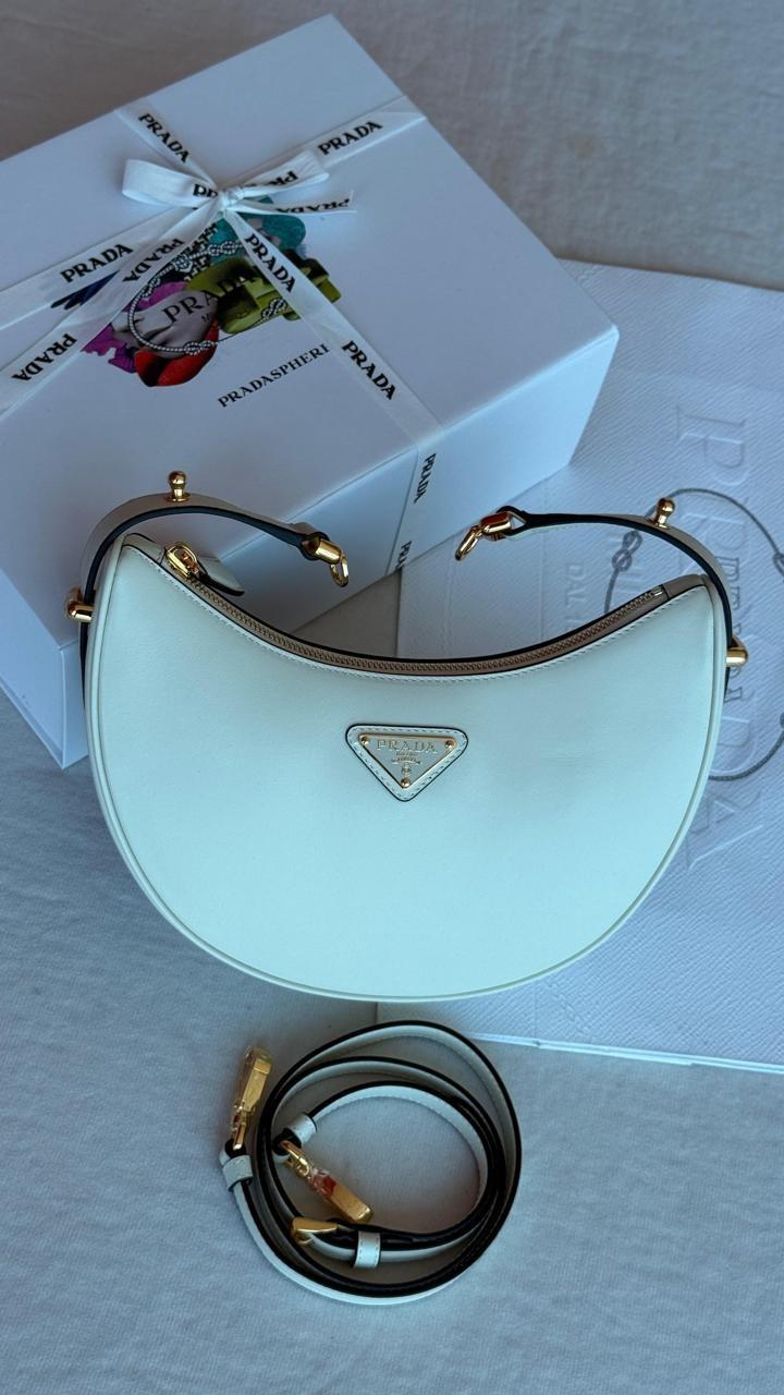 Prada Small Shoulder Bag Arque Leather White