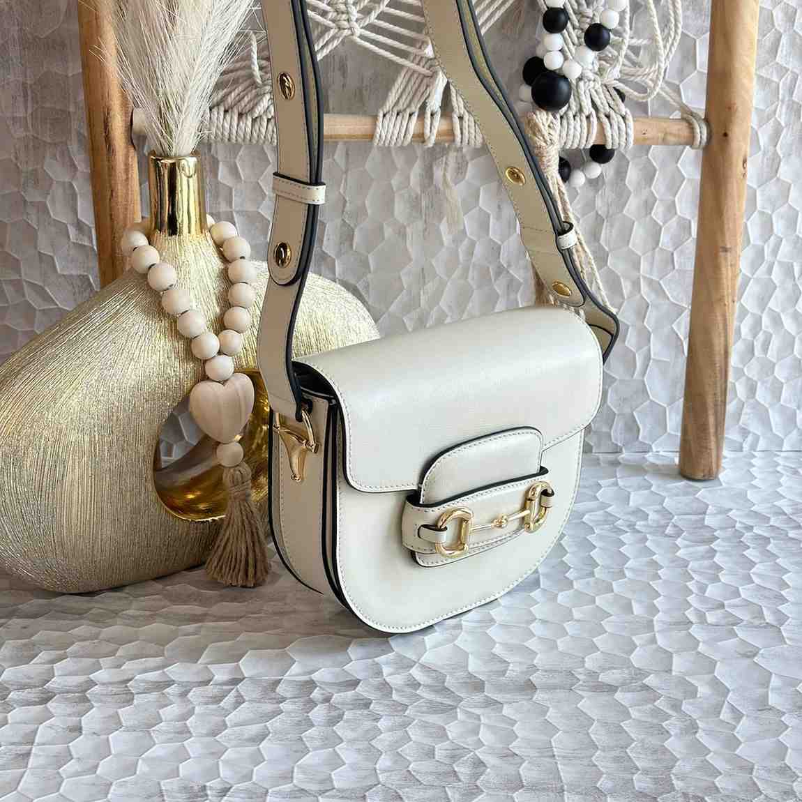 Gucci 1955 Horsebit Shoulder Bag Rounded White