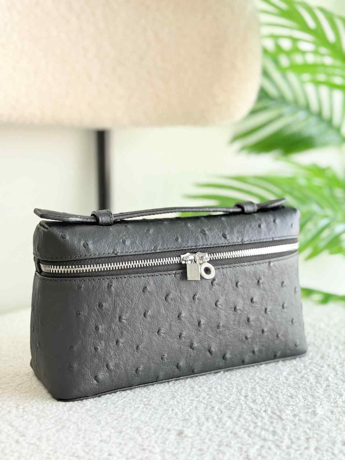 Loro Piana Ostrich Bag Extra Pocket L19 Grey