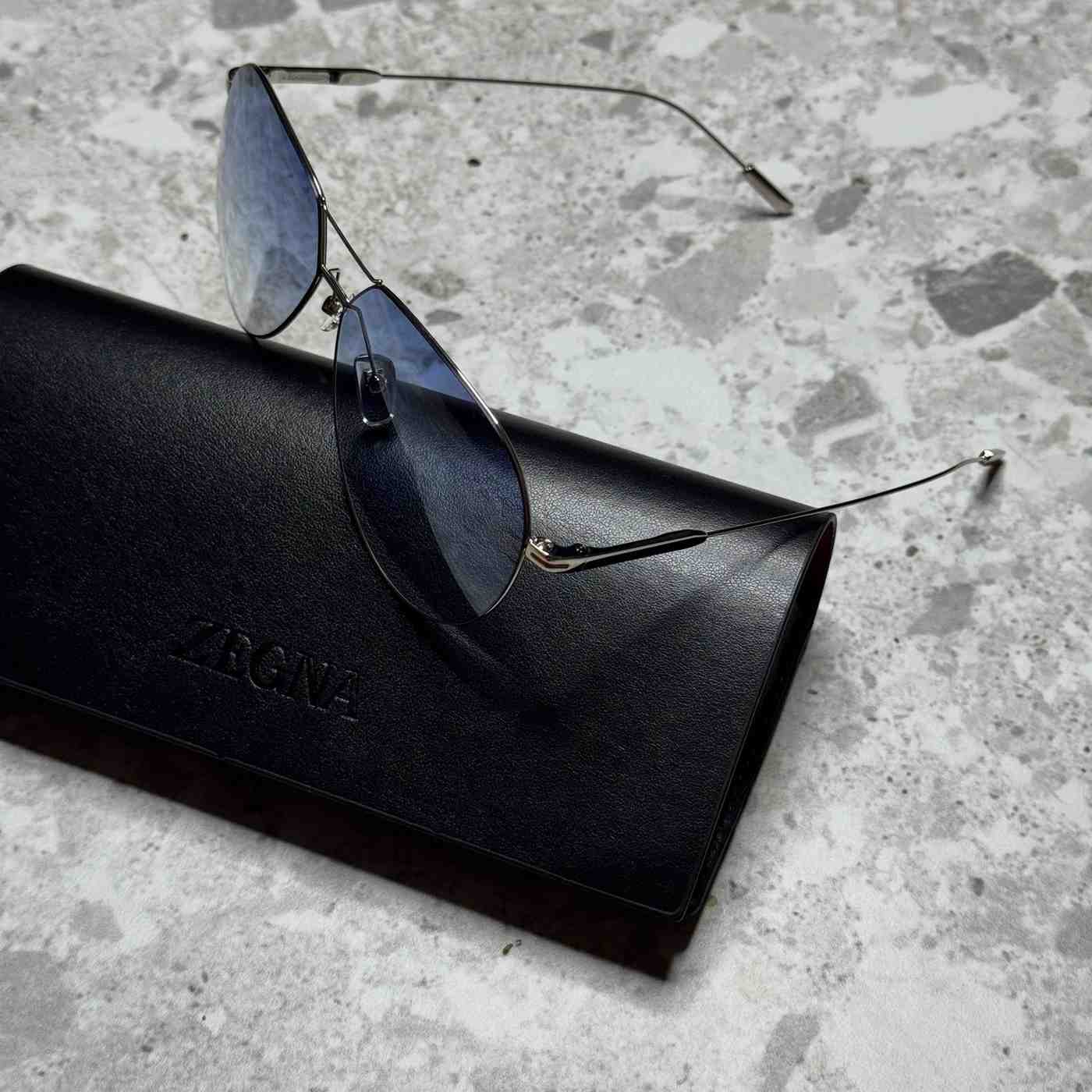 Zegna Aviator Sunglasses Double-Bridge EZ0185 Blue