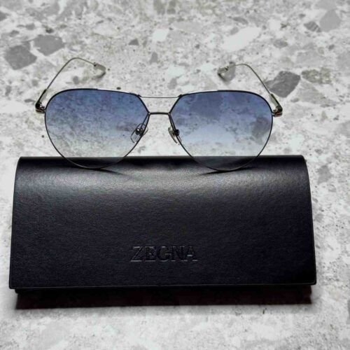 Zegna Aviator Sunglasses Double-Bridge EZ0185 Blue