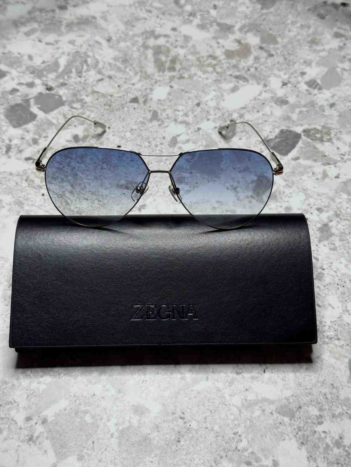 Zegna Aviator Sunglasses Double-Bridge EZ0185 Blue