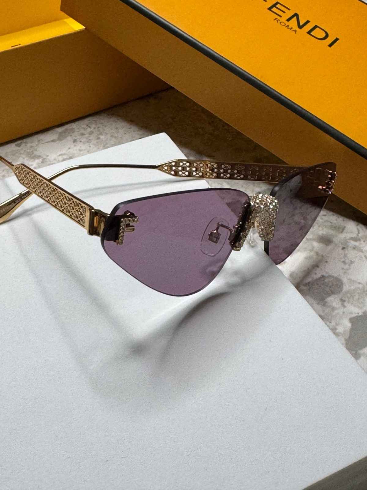 Fendi Cat Eye Sunglasses First Crystal Purple