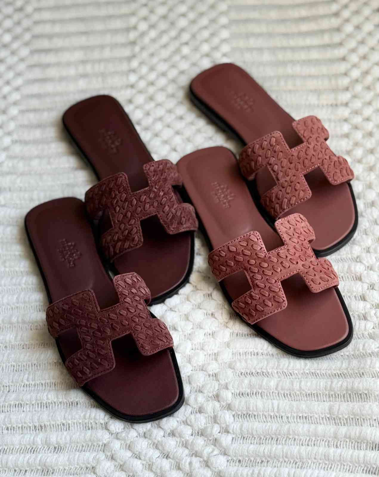 Hermes Oran Sandals Suede Leather