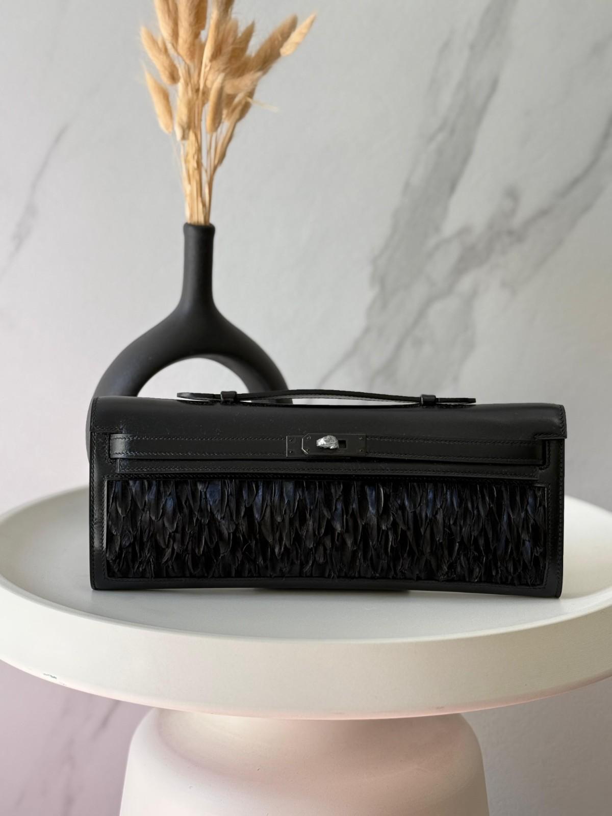 Hermes Kelly Cut Clutch So-Black Calf Leather