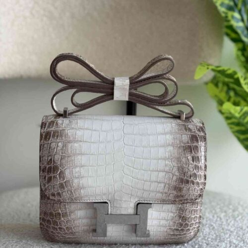 Hermes Constance 24 Bags Himalaya Matte Crocodile White grey