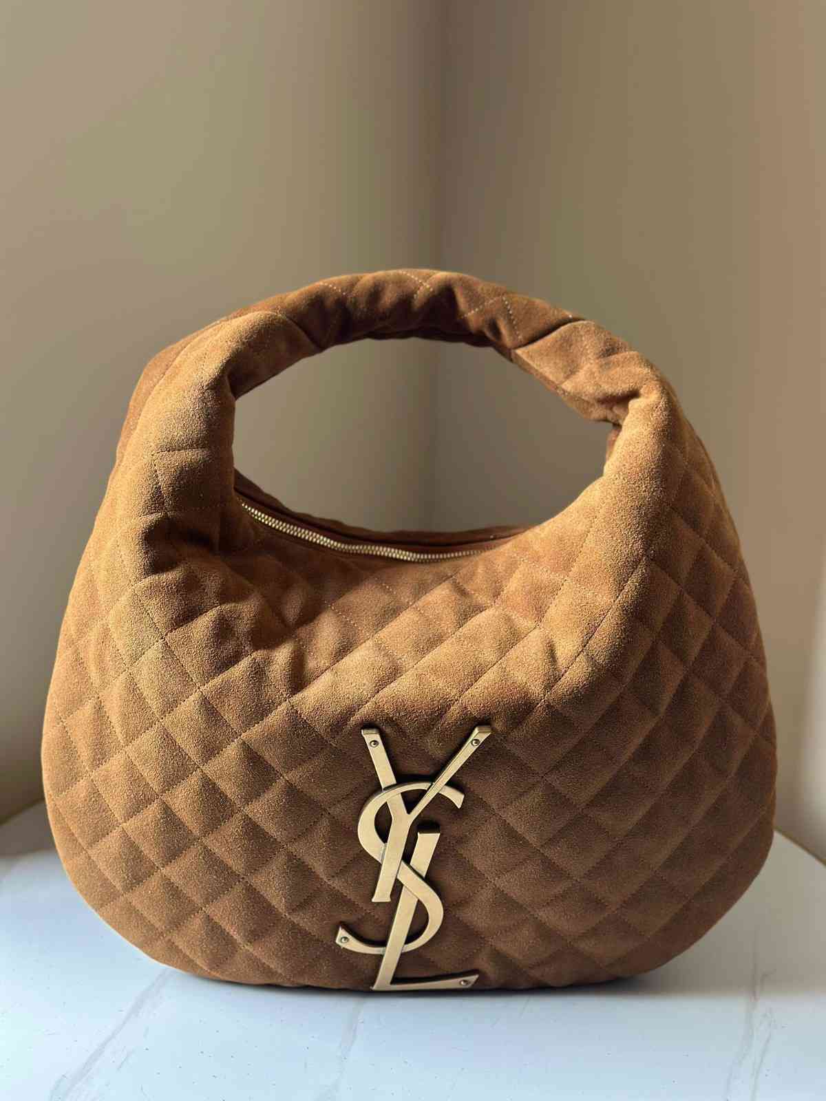 Saint Laurent Suede Bag Icarino Quilted Brown