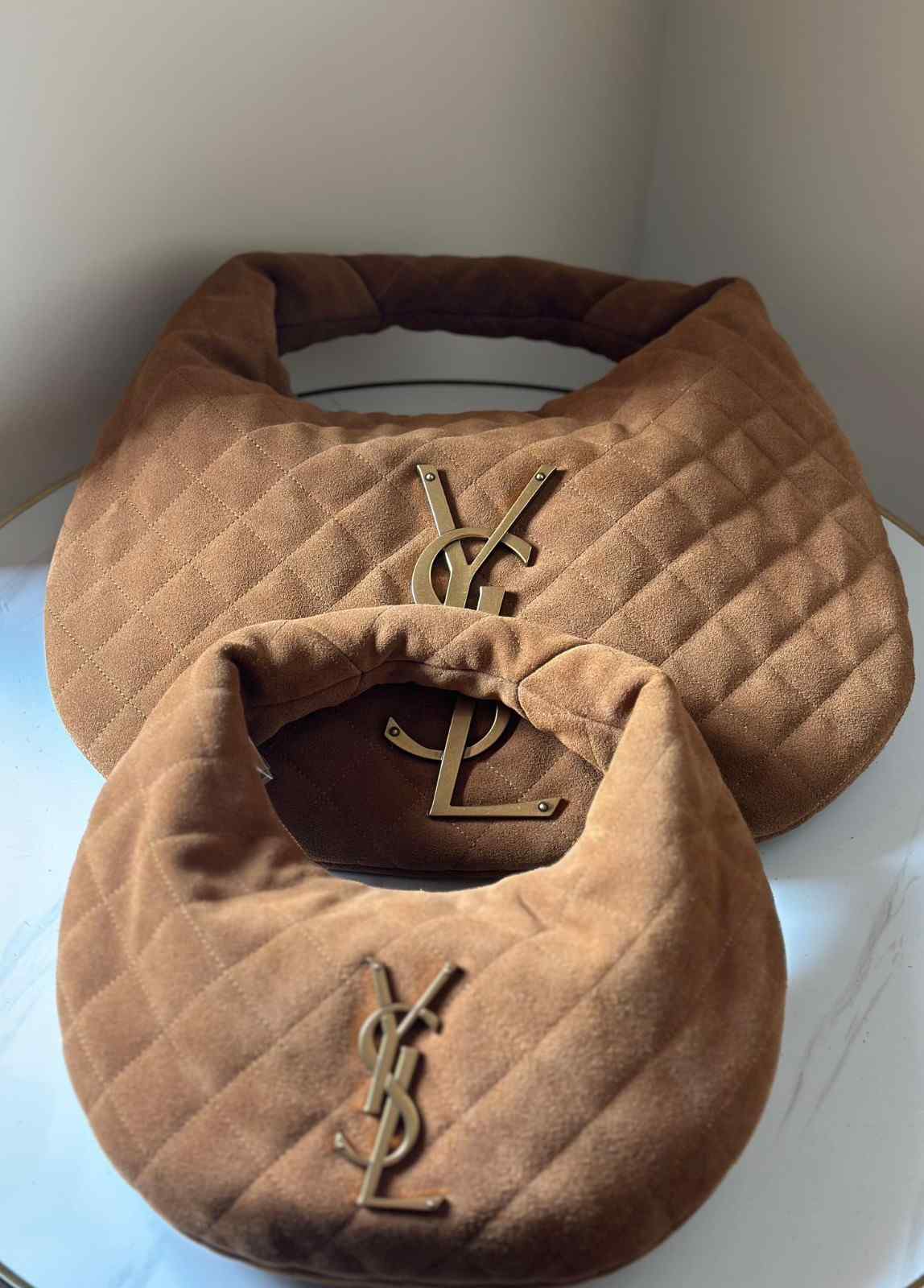 Saint Laurent Suede Bag Icarino Quilted Brown