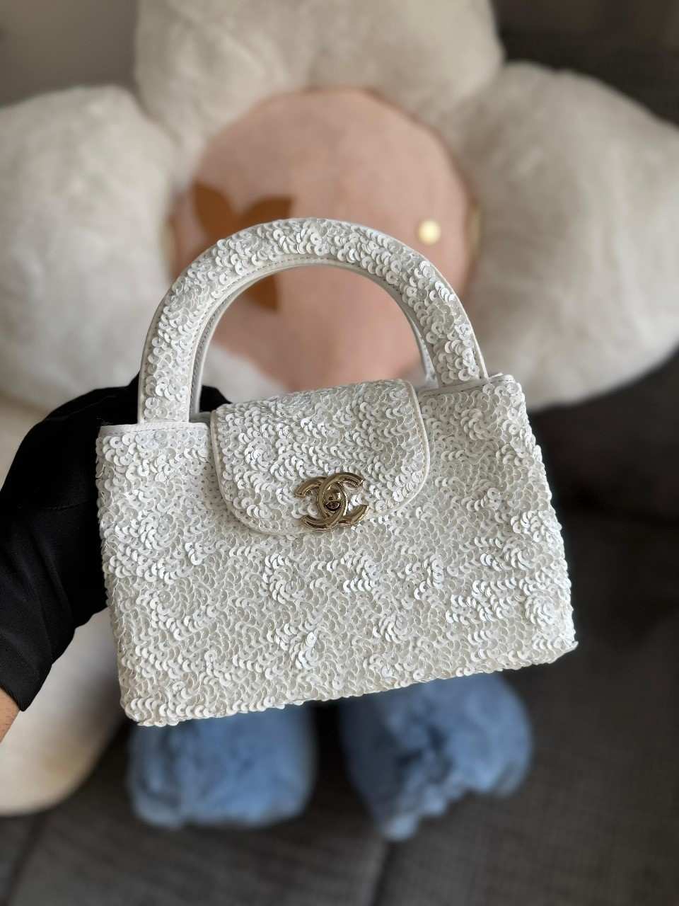 Chanel Kelly Bag Mini Tweed White