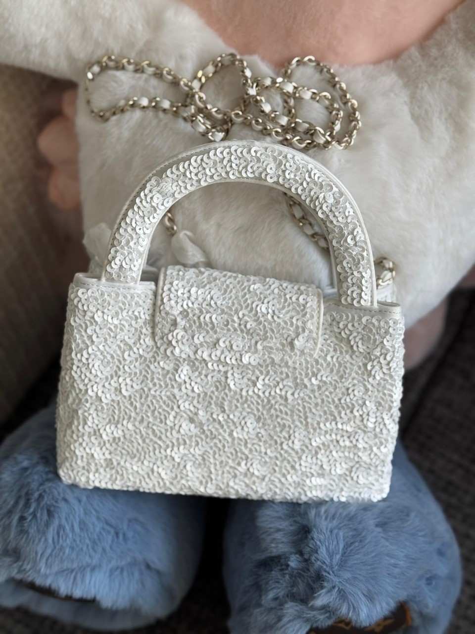 Chanel Kelly Bag Mini Tweed White