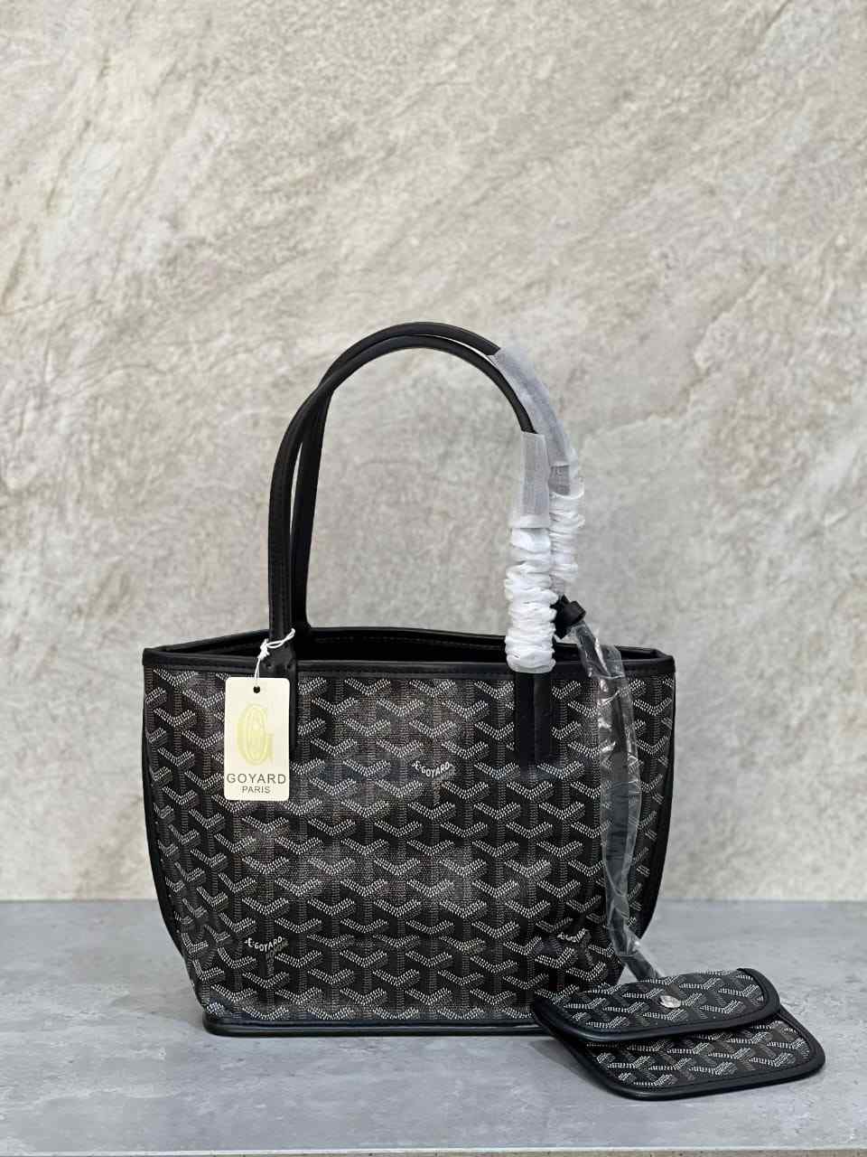 Goyard Anjou Mini Tote Bag Goyardine Canvas Black